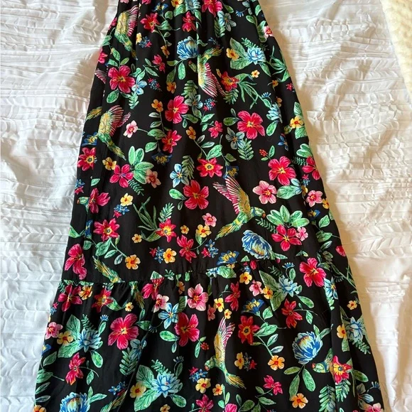 Old Navy Black Maxi Skirt with Tropical Floral & Bird Print - Picture 5 of 5
